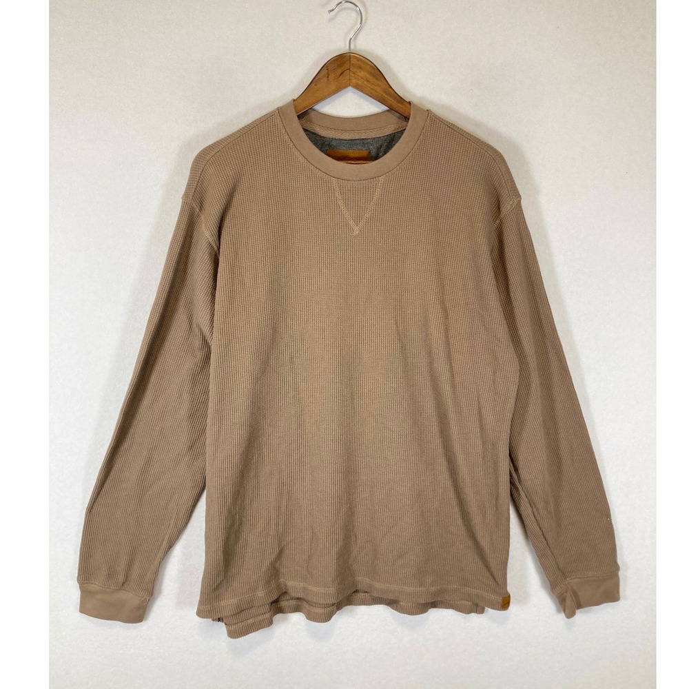 Gorpcore Mountain Ridge Men XL Tan Waffle Knit Thermal Long Sleeve Shirt 1222380